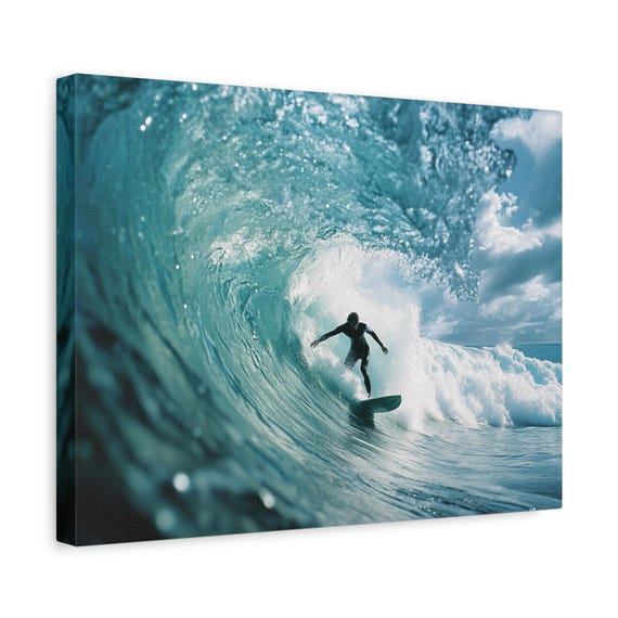 Canvas Print, Wave Surfer Photography, Ocean Wall Art Decor, Beach