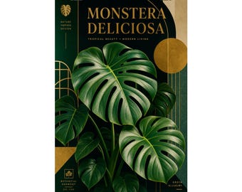 Póster con estampado botánico de plantas tropicales / Decoración de pared de diseño para amantes de las plantas