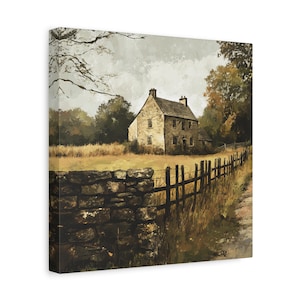 Arte de parede em tela de fazenda vintage - Impressão de pintura a óleo rústica, decoração de casa de campo, presente de fazenda