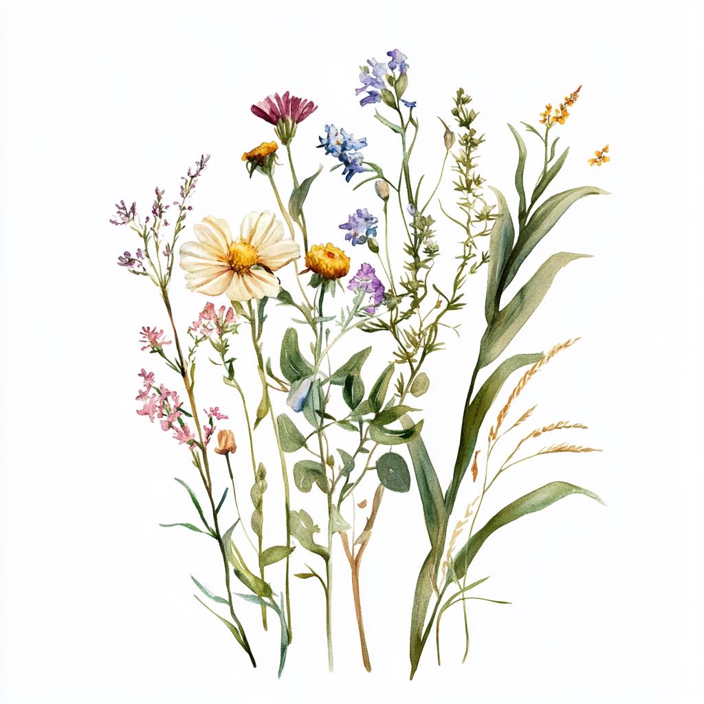 Watercolor Wildflowers Digital Print | Botanical Wall Art | Floral