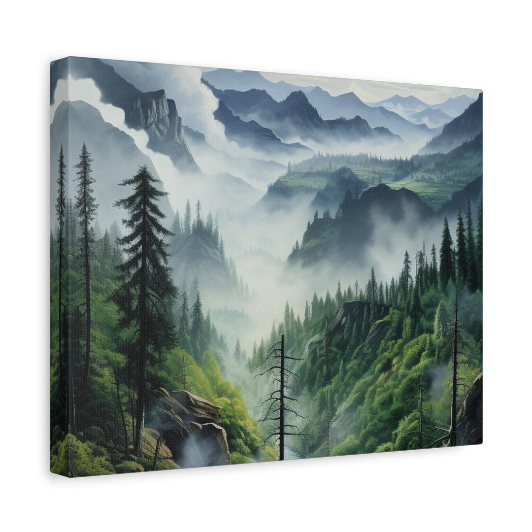 Misty Forest Canvas Wall Art: Modern Nature Home Decor - Etsy