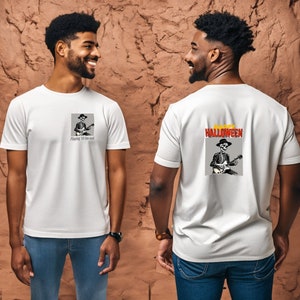 Halloween Man T-Shirt, Front and Back Print, Halloween shirt, Halloween Skeleton t-shirt, Musician t-shirt spooky, Gift t-shirt for men