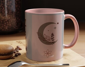 Zen coffee cup, Meditation Mug, Zen Tea Cup, Zen Mug Gift, Moon Flower Zen Mug, Asana Coffee Mug, (11 oz 15 oz)