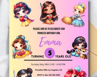 Disney Princess Girl Birthday Digital Invitation