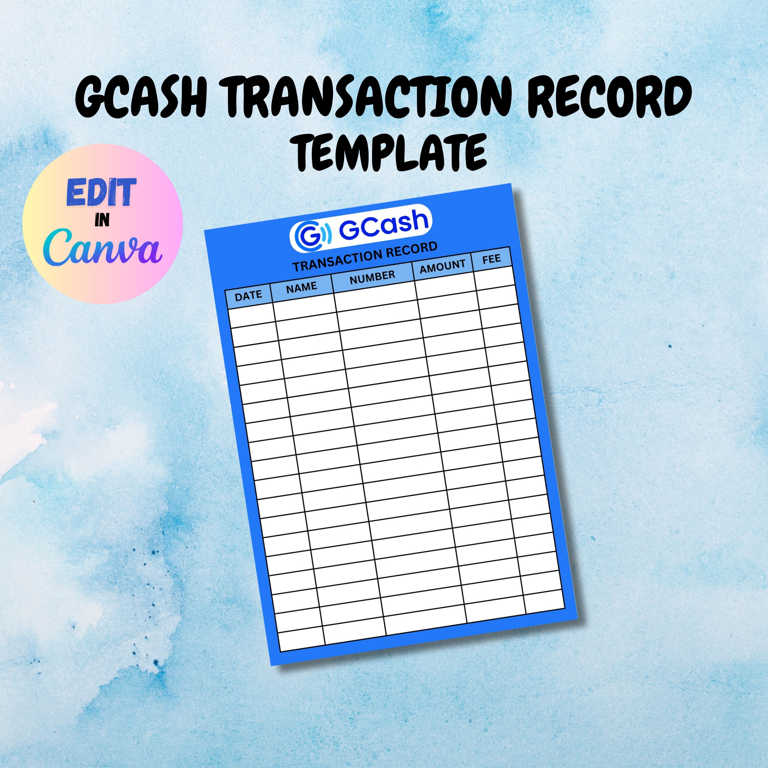 Gcash Templatetransaction Slip, Transaction Record - Etsy