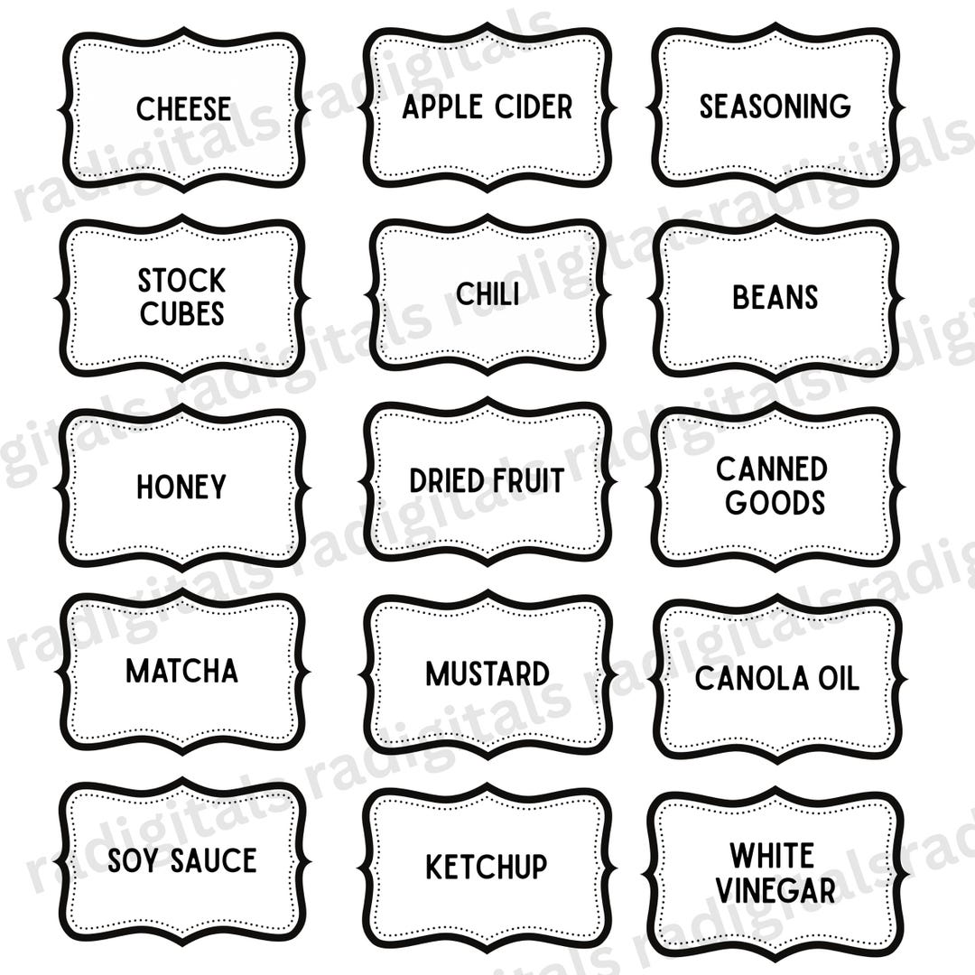 Pantry & Kitchen Labels: Printable DIY Stickers (digital Download) - Etsy