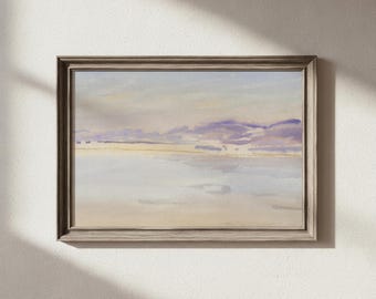 Vintage Coastal Horizon Art Print – Minimalist Seascape in Pastel Colors, Printable Wall Art for Modern Decor | Digital Download