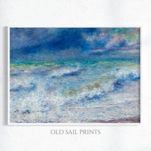 Dynamic Ocean Waves Painting – Seascape Wall Art for Living Room, Beach House, or Dining Room | Coastal Decor | Printable | Digital Download