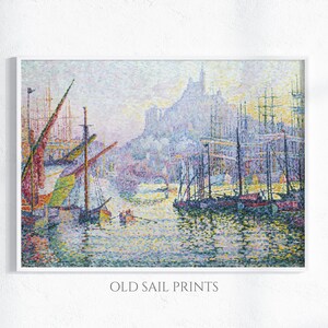 Harbor Pointillist Painting – Colorful Seascape Wall Art for Living Room, Beach House, or Dining Room | Eclectic Coastal Decor | PRINTABLE