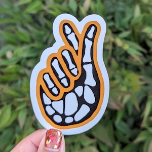 Skeleton Finger Heart Vinyl Sticker | Halloween BTS Sticker, BTS Finger Hearts Sticker Fall, Gift for Army, KPop Finger Heart