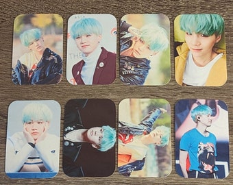 Yoongi Mint Hair Fanmade Photocards | Min Yoongi Bias Gift for ARMY, Suga Photocard Set, mint hair yoongi pcs