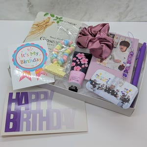 BTS Jin Birthday Gift Box | Birthday Gift For ARMY, Puple Birthday Card Confetti Gift Box Birthday Celebration Gift, Kim Seokjin Bias