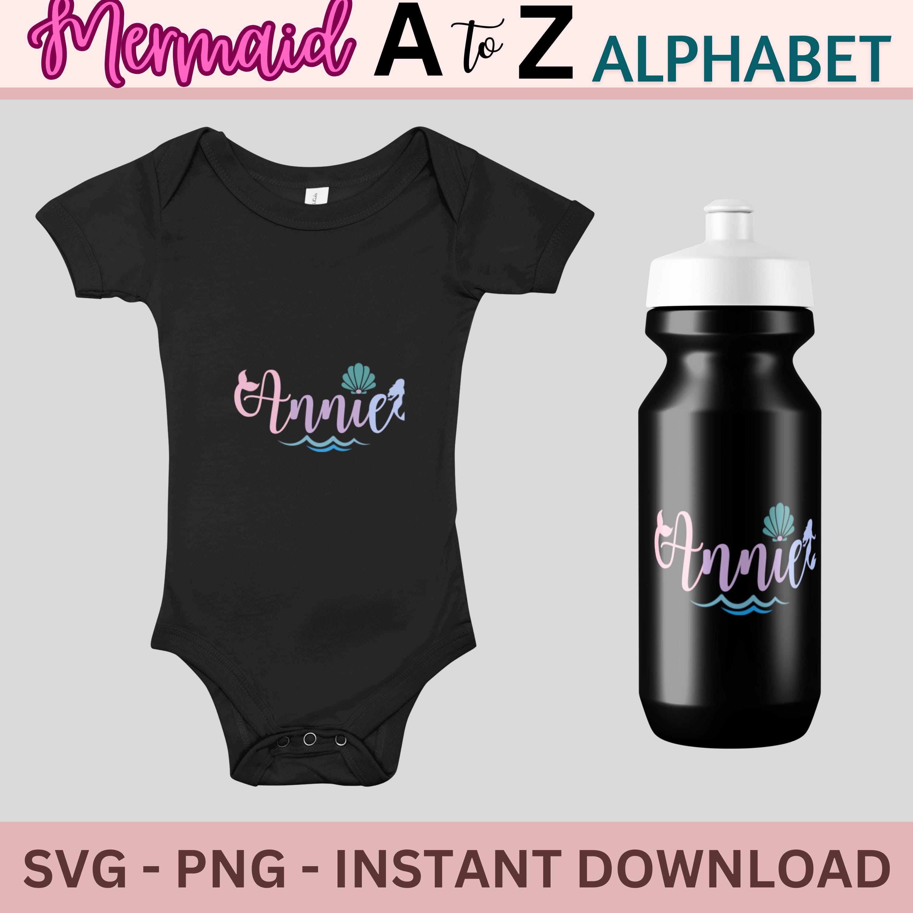 Mermaid Alphabet Monogram SVG PNG, Mermaid Bundle Alphabet Monogram for ...