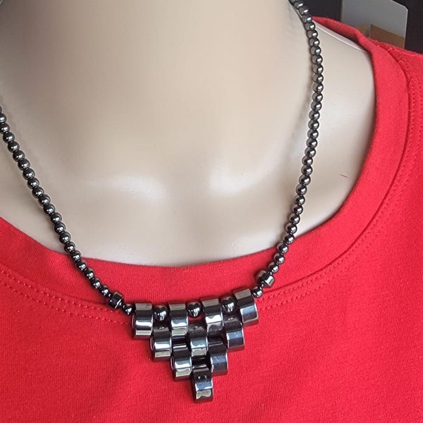 African natural stone beaded necklace jewelry. Rare hand crafted hematite beads made from Iron Ore. Free Shipping