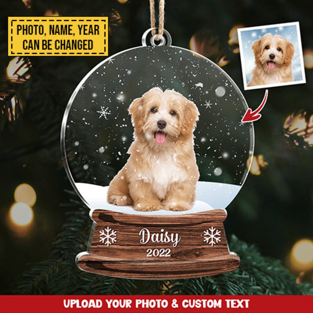 Personalized Funny Photo Snowball Dog Ornament Pet Lover Dog Etsy