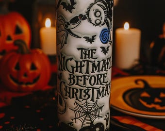 20 oz Nightmare before Christmas tumbler with straw.
