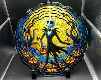 Jack Skellington Wind Spinner: Gothic Halloween Garden Decor