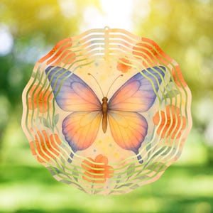 Free shipping!!! Whimsical Pastel Floral Butterfly Wind Spinner – Garden Decor, Outdoor Gift, Spring Porch Accent