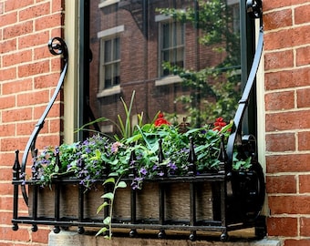 Custom Size Steel and Cast Iron Window Box Frame (18-48" Long)