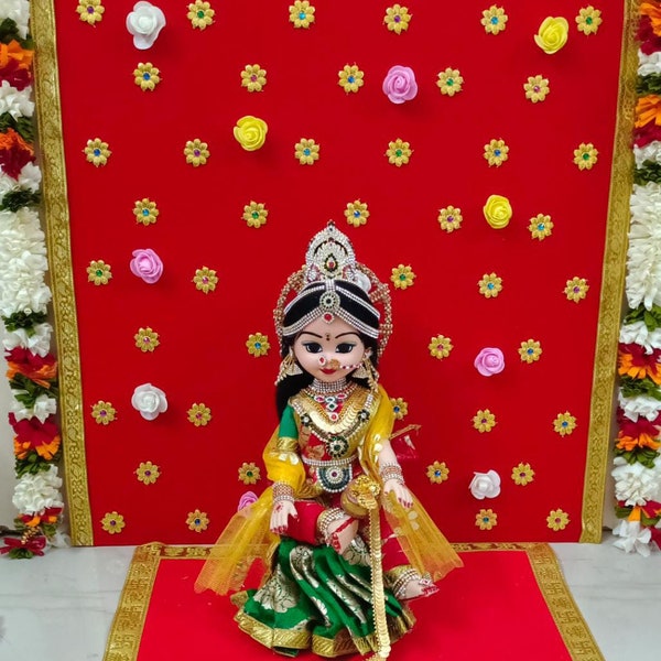 Goddess Mahalakshmi Dolls Idol Pooja Festivals Wedding | Medium Size idol | Classical Dance Jewelry