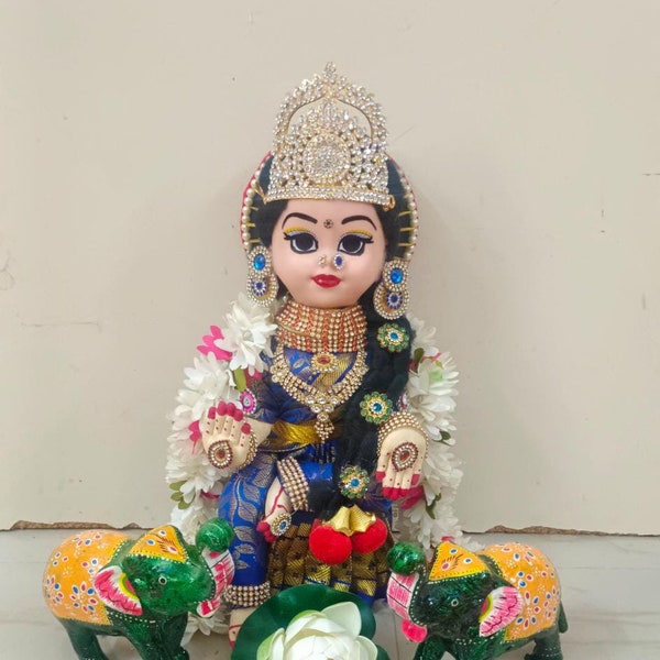 Goddess Gajlakshmi Dolls Idol Pooja Festivals Wedding | Medium Size idol | Classical Dance Jewelry