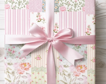 Coquette Wrapping Paper, Pink Vintage Wrapping Roll, Bridal Shower, Baby or Birthday Gift Wrapping Roll,
