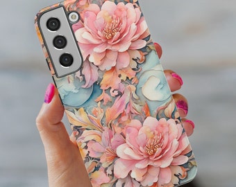 Floral Coquette Phone Case, Coquette iPhone Case, Pink flowers, Floral Phone Cover for iPhone 15 13 14 Samsung, Galaxy, MagSafe Floral Case