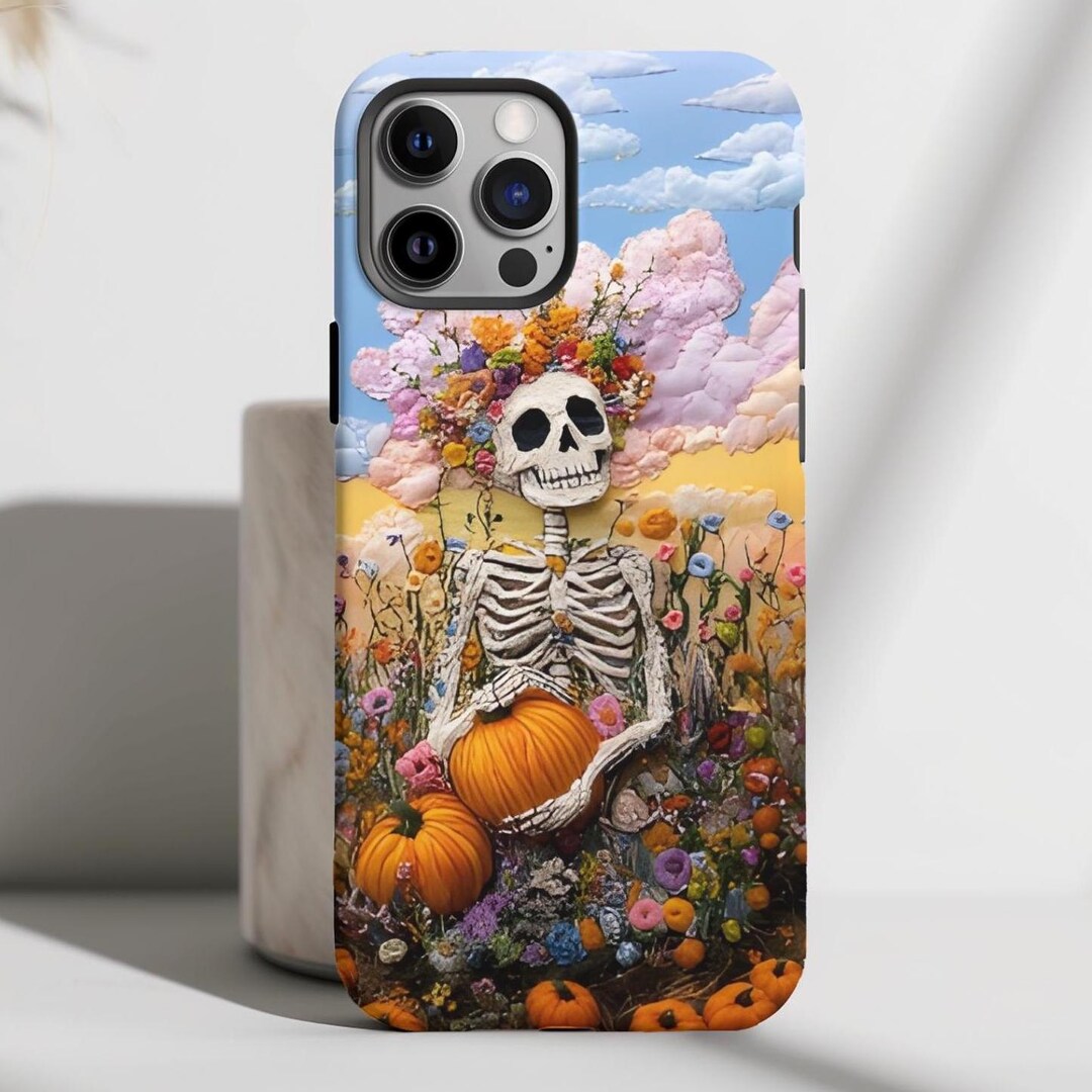 Cottagecore Halloween Skeleton in Bloom Phone Case | Cute Fall Floral ...