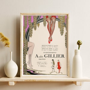 Herunterladbare Drucke | Werbeplakat | 1920er Jahre Art Deco Druck | Französische Mode Illustration | Sexy Flapper Legs Print | Druckbare Wandkunst