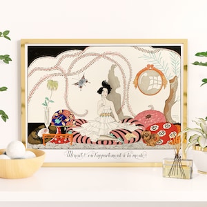 Downloadable Prints | Art Nouveau Print | Aesthetic Wall Art | 1920s French Print | Cute Flapper Girl | Printable Wall Art