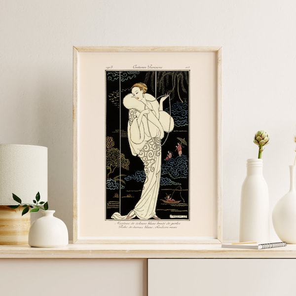 Downloadable Prints | Black and White Art Deco | Elegant French Fashion Illustration | Eclectic Wall Art | Printable Wall Art