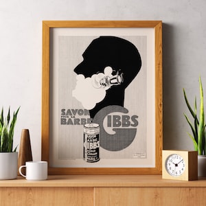 Impresiones descargables / Cartel publicitario francés / Impresión de afeitado de hombre / Ilustración vintage / Impresión Art Deco / Arte de pared imprimible