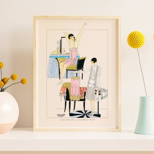 Downloadable Prints | 1920s Art Deco Print | French Flapper Fashion Illustration | Girly Bedroom Wall Art | Printable Wall Art