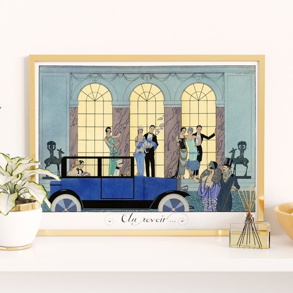 Downloadable Prints | Art Nouveau Print | 1920s Flapper Girls | Eclectic French Print | Blue Art Deco Poster | Printable Wall Art