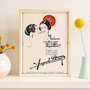 Impresiones descargables / Cartel publicitario francés / Impresión Art Deco de los años 20 / Ilustración de mujer Flapper / Arte de pared imprimible
