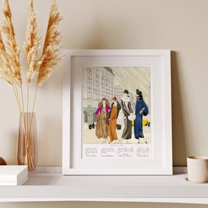 Downloadable Prints | French Fashion Illustration | Eclectic Art Deco Print | Paris City Streets | Printable Wall Art