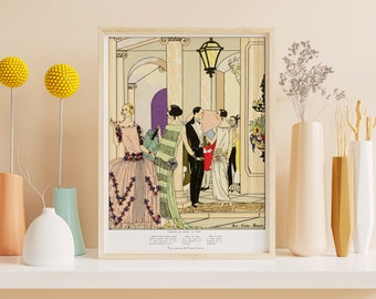 Downloadable Prints | French Fashion Illustration | Art Deco Print | 1920s Flapper Art | Printable Wall Art