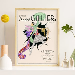 Impresiones descargables / Cartel publicitario francés / Impresión Art Deco de la década de 1920 / Ilustración de moda vintage / Impresión de compras / Arte de pared imprimible