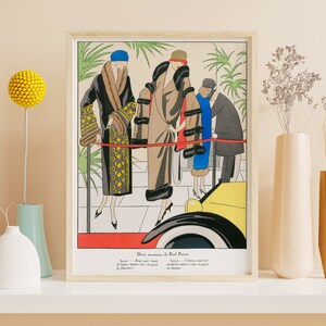 Downloadable Prints | French Fashion Illustration | Colorful Art Deco Print | 1920s Ladies Fashion | Printable Wall Art