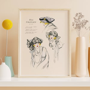 Downloadable Prints | French Art Deco Print | Flapper Girls Illustration | 1920s Neutral Fashion Print | Printable Wall Art