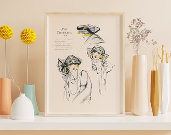 Downloadable Prints | French Art Deco Print | Flapper Girls Illustration | 1920s Neutral Fashion Print | Printable Wall Art