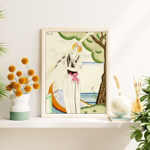 Downloadable Prints | Colorful Art Deco Print | 1920s French Woman Illustration | Eclectic Wall Art | Printable Wall Art