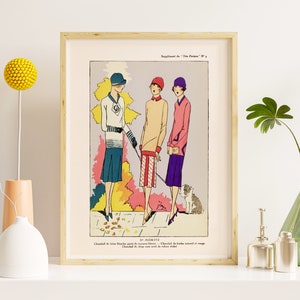 Downloadable Prints | French Fashion Illustration | Colorful 1920s Flapper Girls | Art Deco Print | Printable Wall Art
