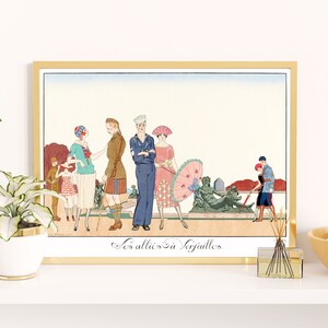 Downloadable Prints | Vintage French Illustration | Art Nouveau Print | 1920s Women and Men&#39;s Fashion | Printable Wall Art