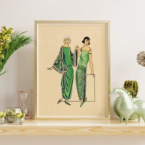 Downloadable Prints | Fashion Sketch | 1920s Flapper Art | Vintage Illustration | Elegant Bedroom Prints | Printable Wall Art