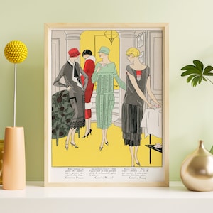 Downloadable Prints | French Fashion Illustration | Eclectic Art Deco Print | Colorful 1920s Women Print | Printable Wall Art