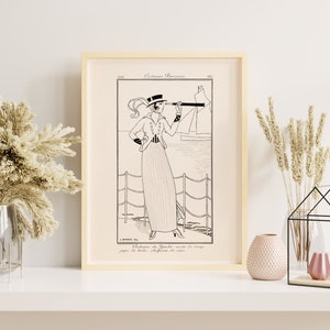 Downloadable Prints | Coastal Wall Art | French Fashion Illustration | Minimalist Neutral Decor | Printable Wall Art