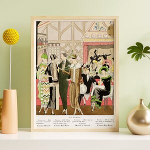 Downloadable Prints | French Fashion Illustration | Art Deco Print | Colorful 1920s Party | Pink Flapper Art | Printable Wall Art