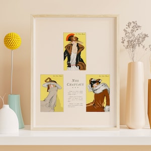 Downloadable Prints | French Fashion Illustration | 1920s Art Deco Print | Colorful Flapper Girls | Printable Wall Art