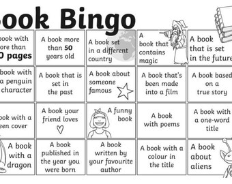 BINGO DE LIBRO SIMPLE - Juego de una sola página para que los niños lo completen - Día Mundial del Libro